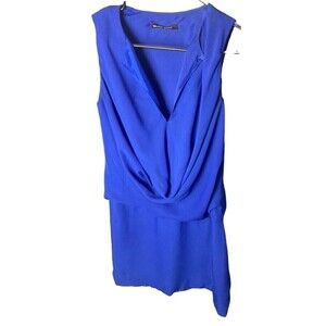BLACK Halo Size 2 Blue Sleeveless Dress Blousy